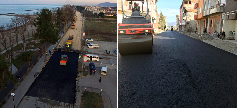 SICAK ASFALT ÇALIŞMALARI ARALIKSIZ DEVAM EDİYOR